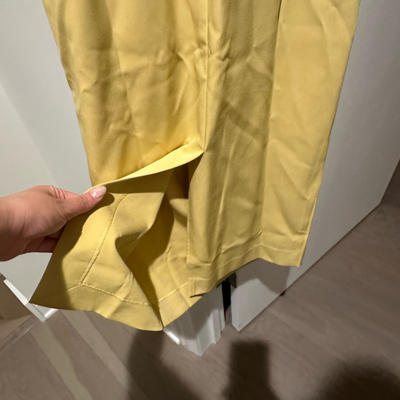 Elegant Yellow Draped Boat Neckline Midi Dress - Picture 9 of 10